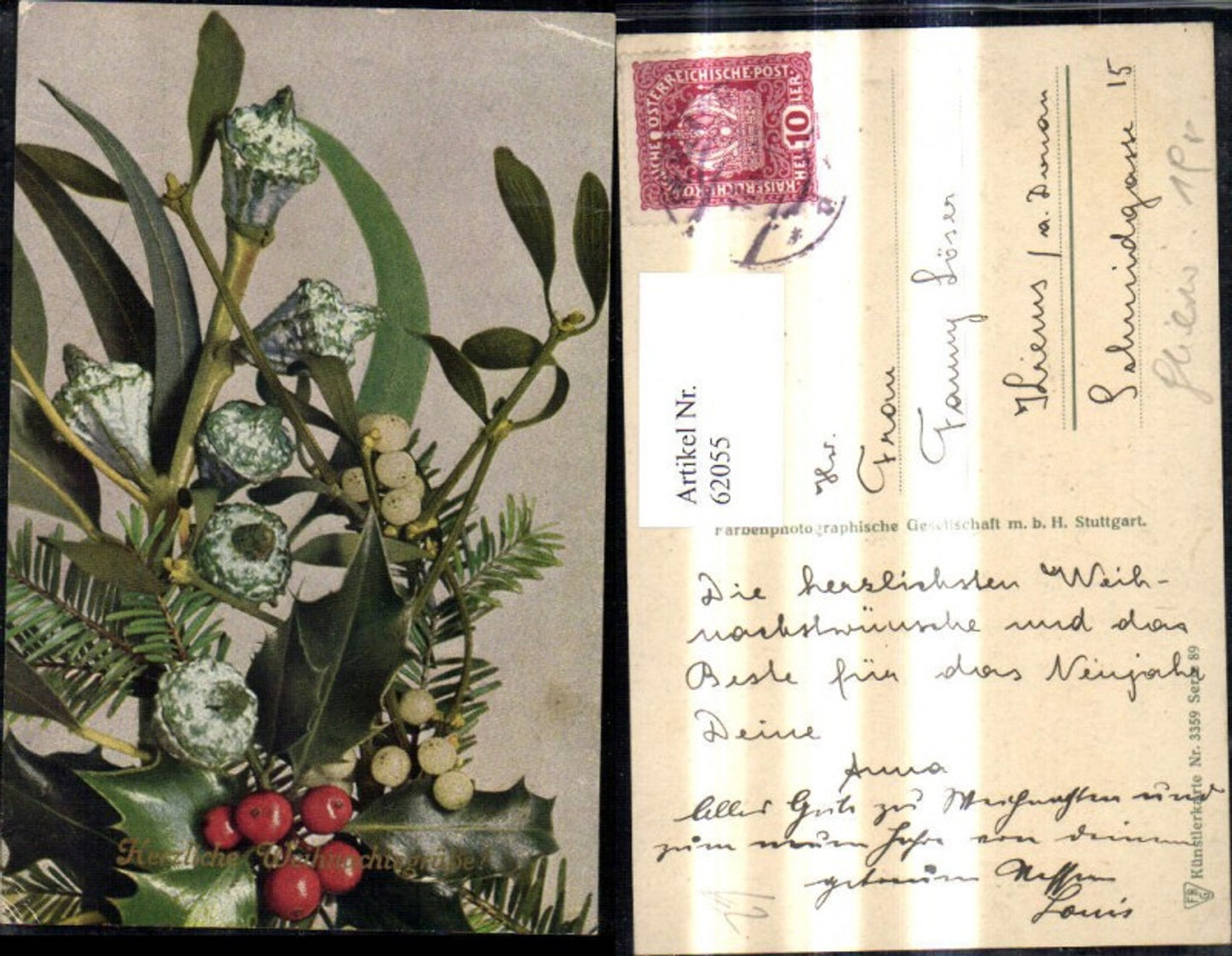 62055, Christmas Holly Mistletoe Fir Branches