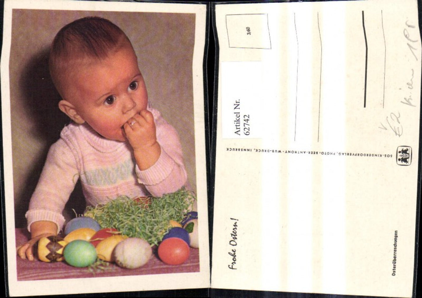 62742,SOS Kinderdorf 3/60 Baby Kleinkind m. Ostereier Ostergras Osterüberraschung Frohe Ostern