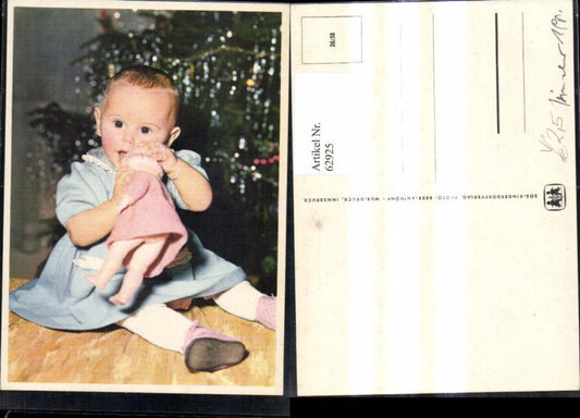 62925,SOS Kinderdorf 26/58 Kleinkind m. Puppe Weihnachtsbaum Christbaum Weihnachten