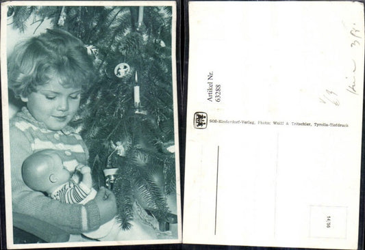 63288,SOS Kinderdorf 14/56 Mädchen m. Puppe b. Christbaum Weihnachtsbaum Weihnachten