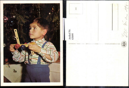 63644,SOS Kinderdorf 2/62 Bub Junge m. Spielzeug Baustein b. Christbaum Weihnachtsbaum Weihnachten