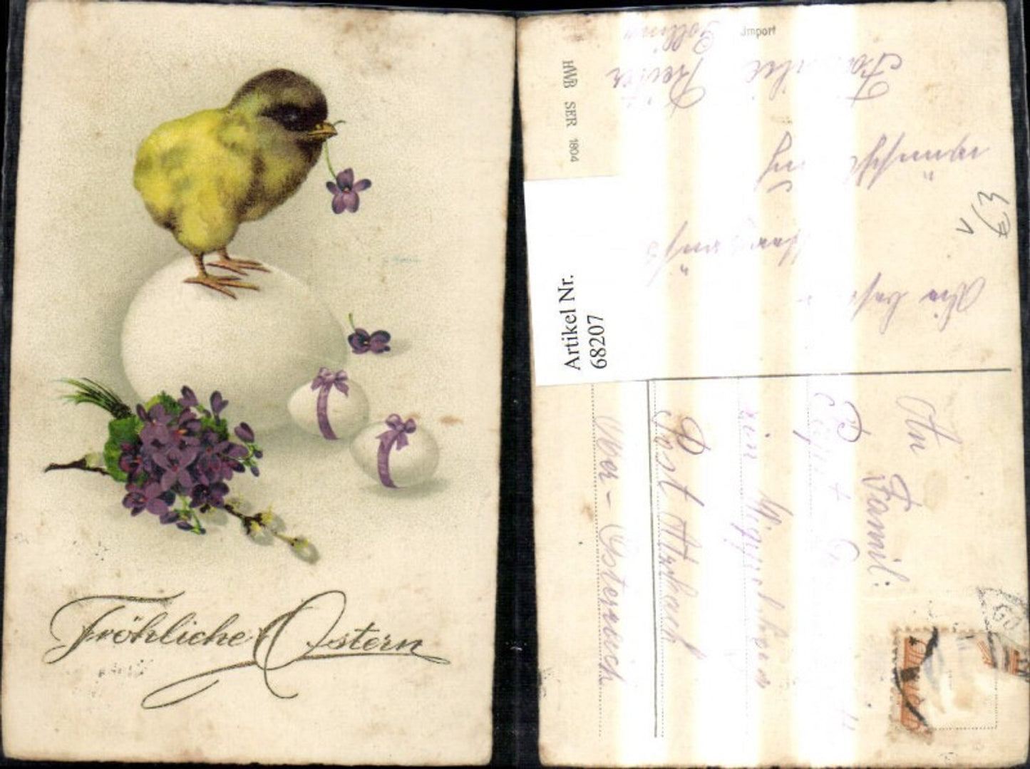 68207,Ostern Küken Ostereier Eier Veilchen Blumen pub HWB 1804