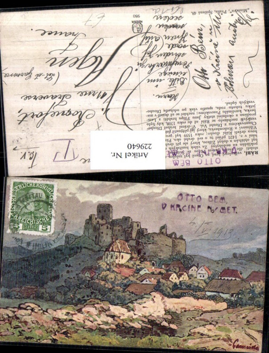 229640,Künstler AK Rabi Teilansicht Burg