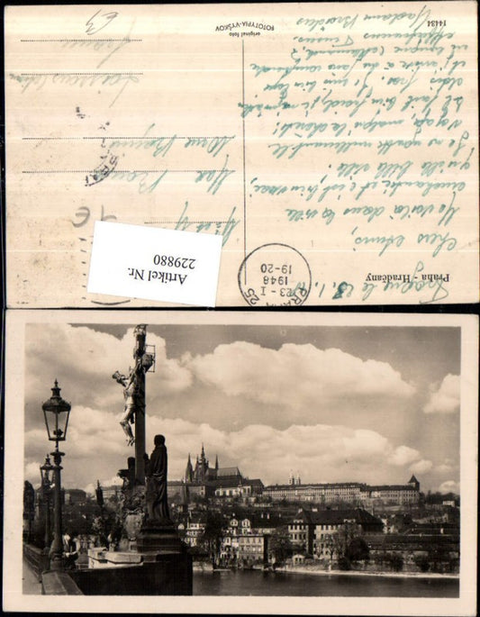 229880,Prag Praha Burg Hradschin Kreuz auf d. Karlsbrücke