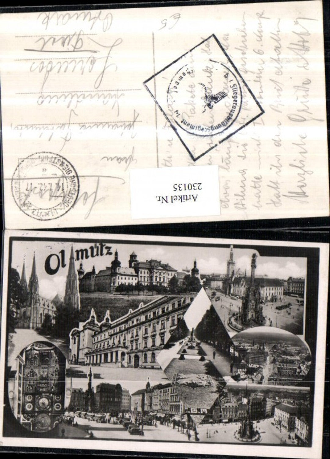 230135,Olmütz Totale Hauptplatz Dom Schloss Burg Pestsäule Mehrbildkarte Feldpost Fliegerausbildungsregiment 14