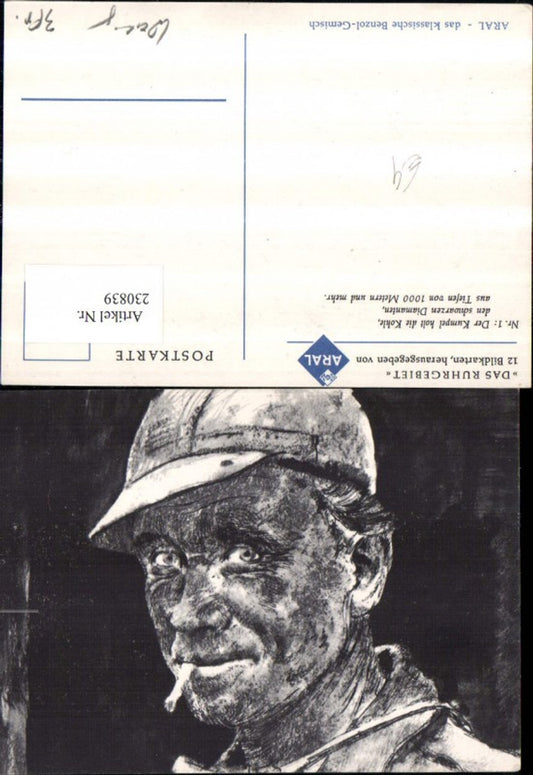 230839,Reklame Werbung Aral Das Ruhrgebiet Nr. 1 Text Mann m. Zigarette