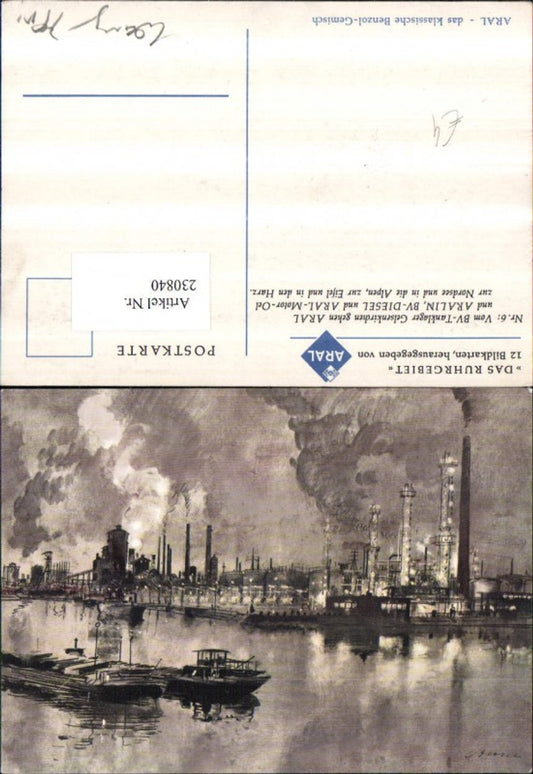 230840,Reklame Werbung Aral Das Ruhrgebiet Nr. 6 Stadt Fabrik Text