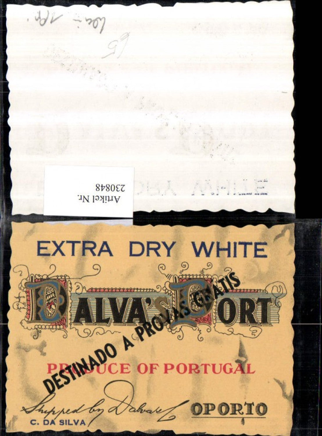 230848,Reklame Werbung Etikett Wein Dalvas Port Portugal Oporto Extra dry white