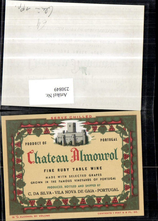 230849,Reklame Werbung Etikett Wein Chateau Almourol Portugal