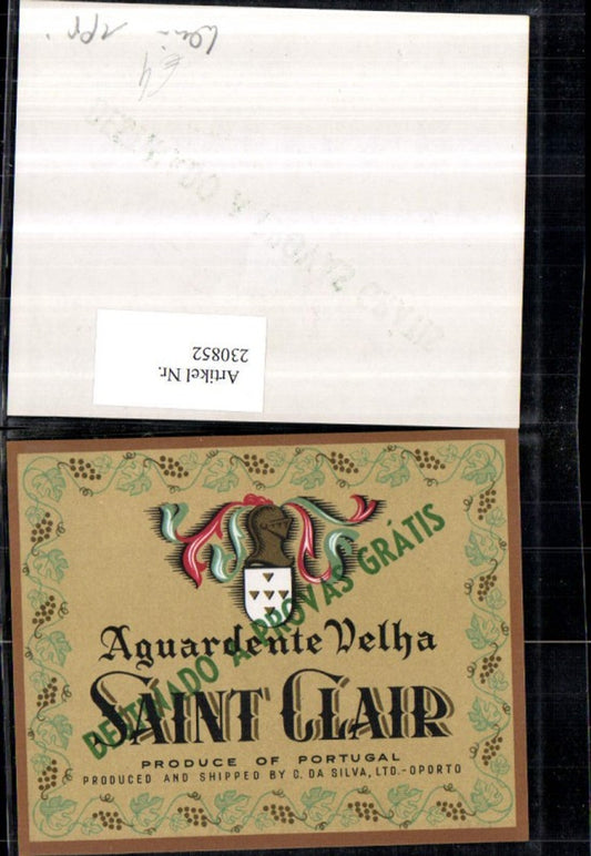 230852,Reklame Werbung Wein Saint Glair Portugal Oporto Aguardente Velha