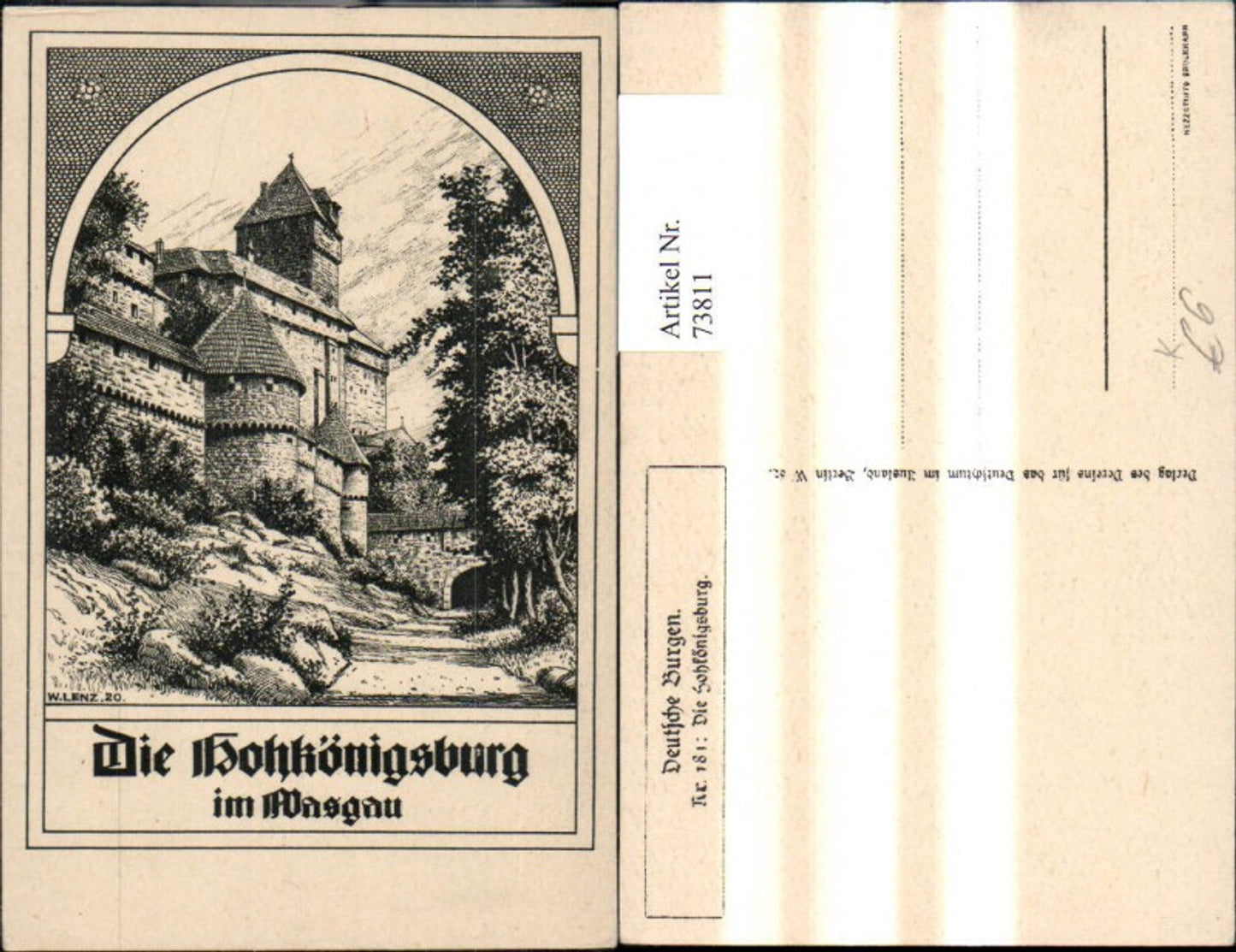 73811,Künstler Ak W. Lenz Orschwiller im Elsass Hohkönigsburg im Masgau Chateau du Haut-Königsbourg