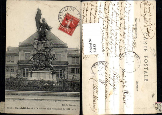 73883,Saint Dizier Le Theatre et le Monument de 1544 Statue Denkmal