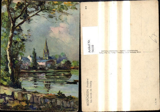 74110,Künstler Ak Yvon Rosporden Les bords de l etang