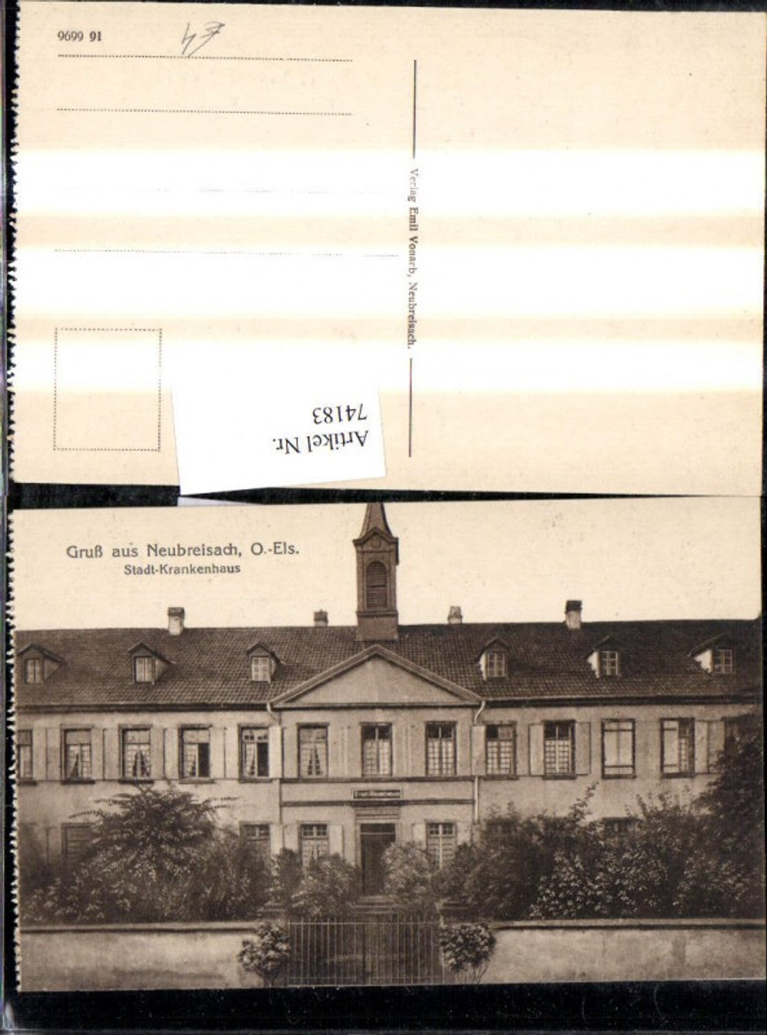 74183,Gruß a. Neuf-Brisach Neubreisach Stadt Krankenhaus Spital