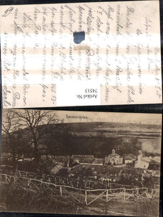 74513,Savonieres Indre-et-Loire Ansicht m. Friedhof Gräber