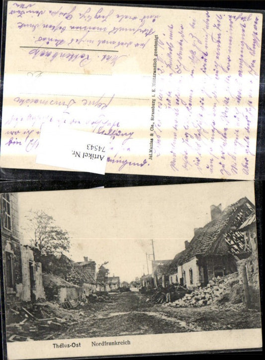 74543,Thelus Ost Nordfrankreich Zertörte Häuser Dorf