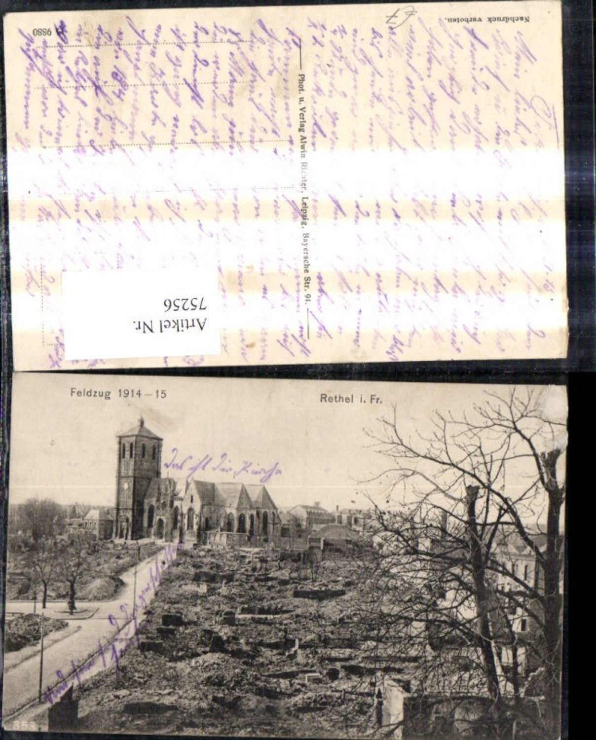 75256,Rethel i. Frankreich Feldzug 1914-15 Zerstörte Häuser