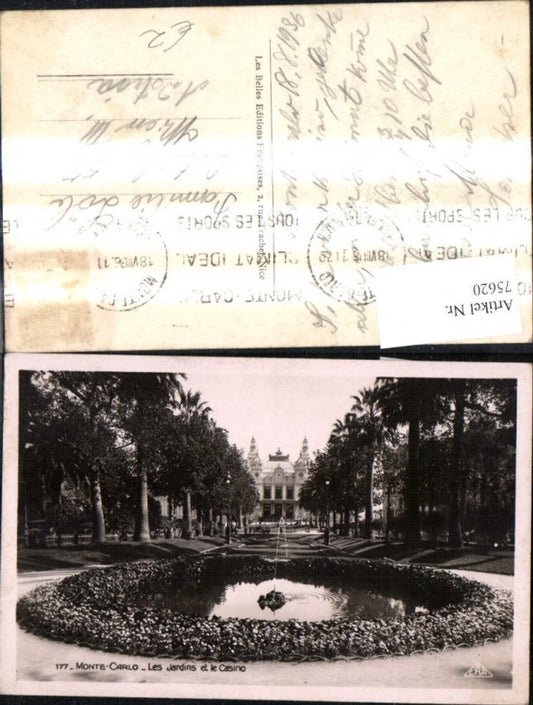 75620,Monte Carlo Les Jardins et la Casino Park Gartenanlage Kasino Springbrunnen Brunnen