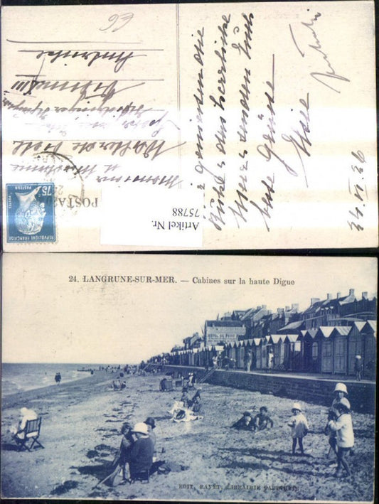 75788,Langrune sur Mer Cabines sur la haute Digue Strandleben Strand Umkleidehäuschen