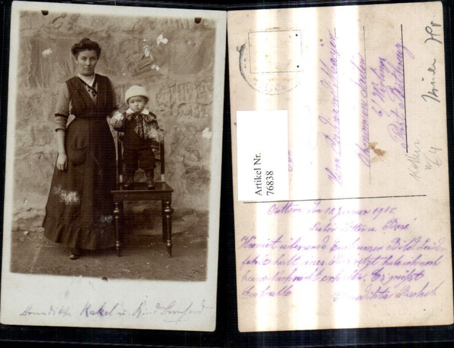 76838,Foto Ak Kind a. Stuhl Frau Kottern Rottern Rattern