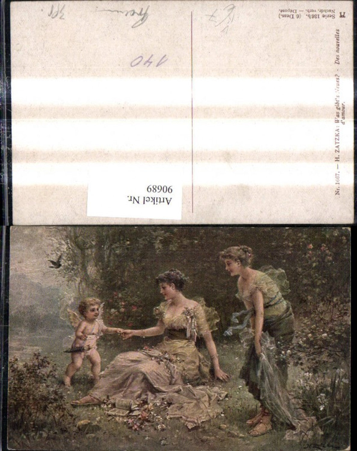 90689, Artist Ak Hans Zatzka What's New Des nouvelles d amour pub Ackermann 136b