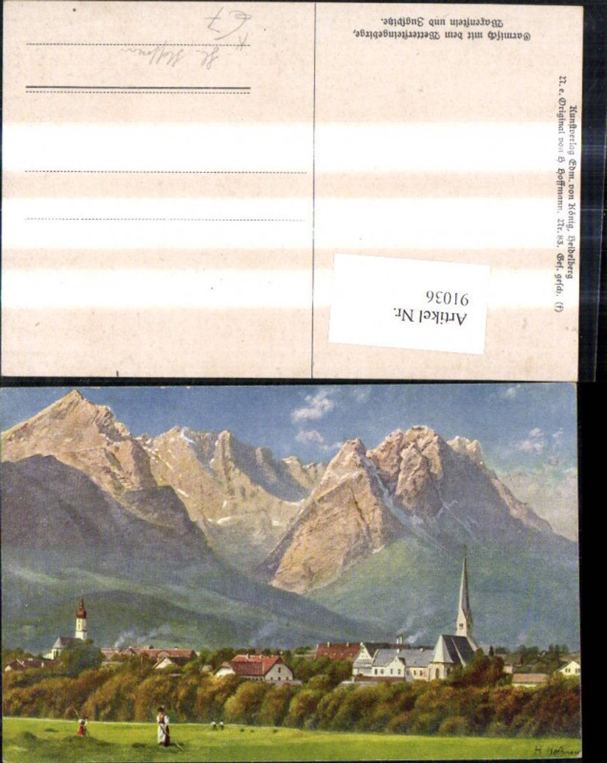 91036,Künstler Ak Heinrich Hoffmann Garmisch m. d. Wettersteingebirge Warenstein u. Zugspitze