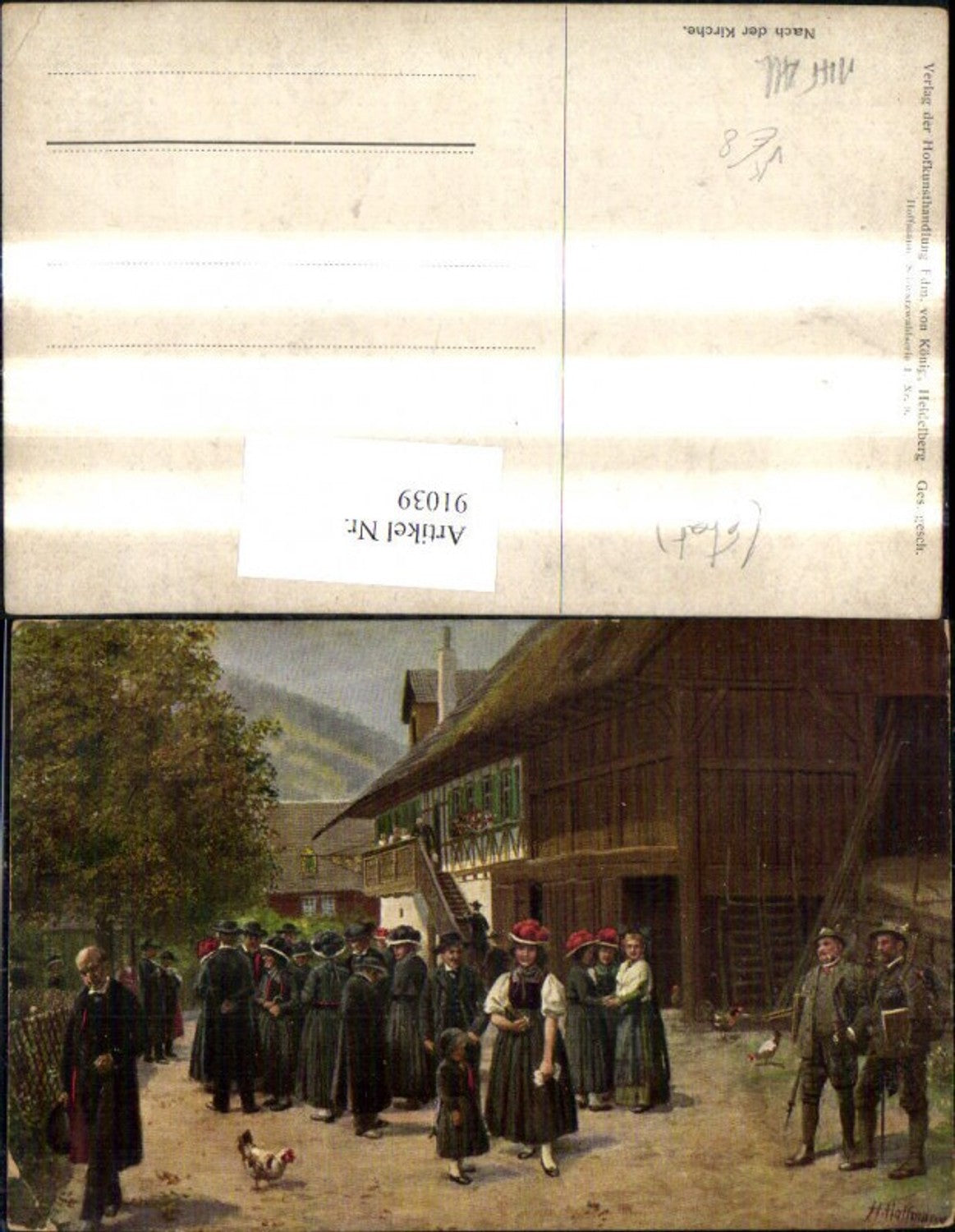 91039,Künstler Ak Heinrich Hoffmann Nach d. Kirche Schwarzwald pub Edm. v. König Heidelberg