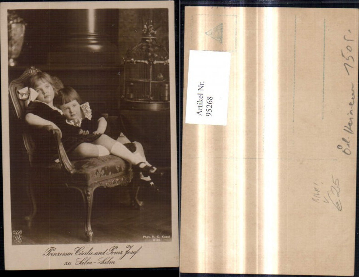 95268,Seltene Ak Prinzessin Cäcilie u. Prinz Josef z. Salm Salm pub NPG 5296