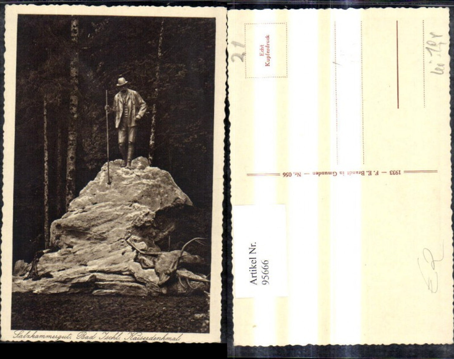 95666,Salzkammergut Bad Ischl Kaiserdenkmal Kaiser Franz Josef I Denkmal Statue