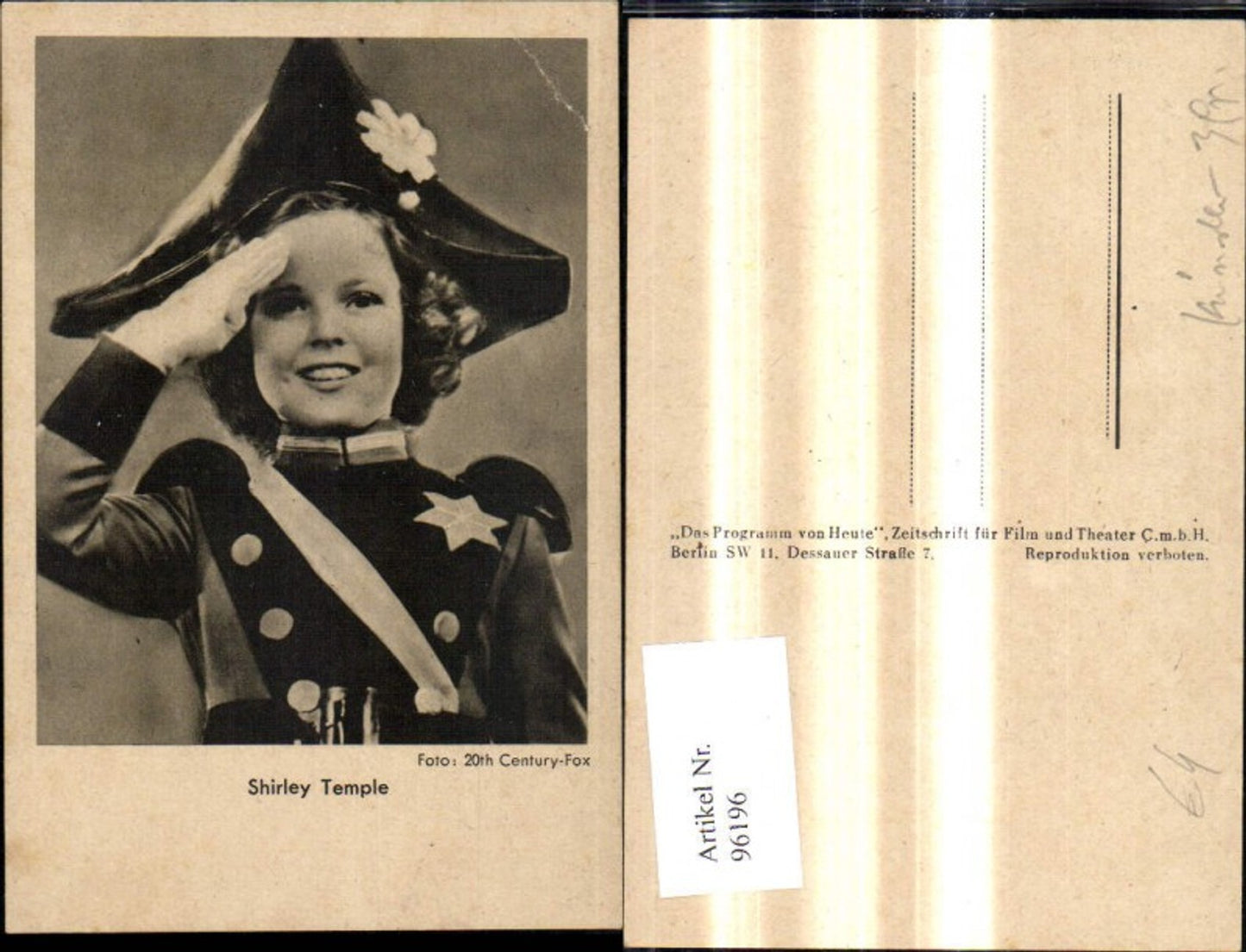 96196,Shirley Temple Kostüm Schauspielerin a. Kind