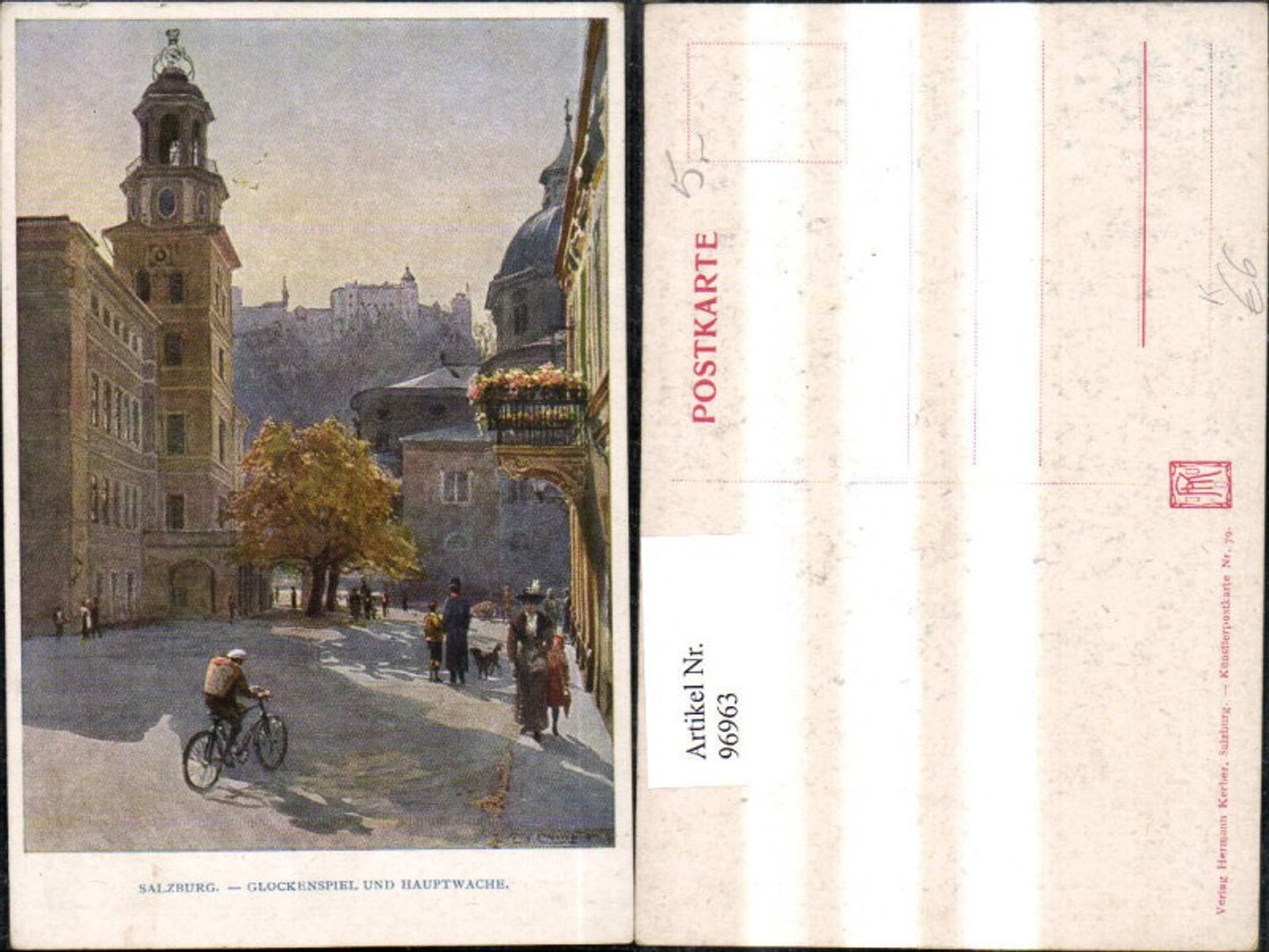 96963,Künstler Ak E.T. Compton Salzburg Glockenspiel u. Hauptwache