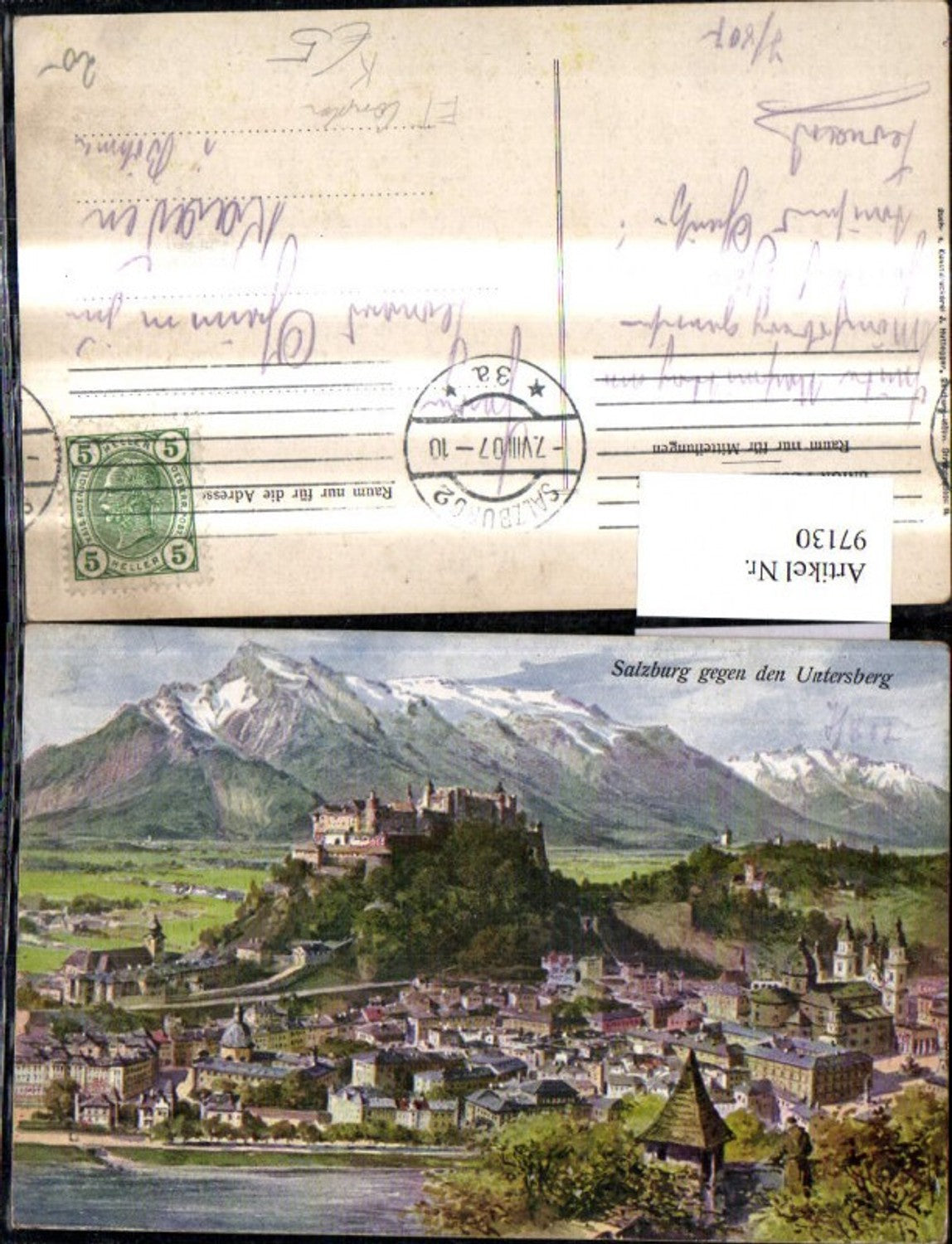 97130,Künstler Ak E.T. Compton Salzburg geg. d. Untersberg
