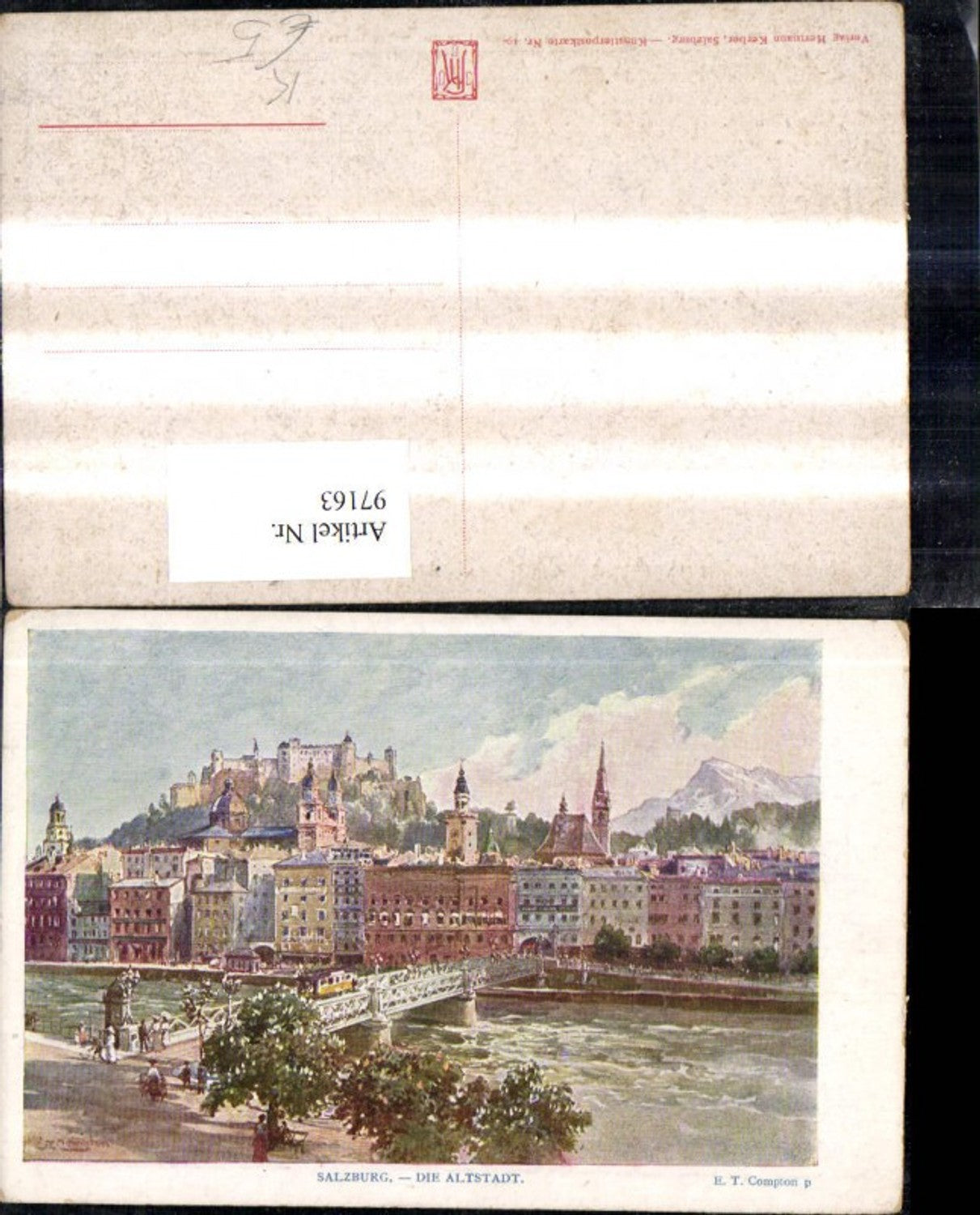 97163,Künstler Ak E.T. Compton Salzburg Die Altstadt