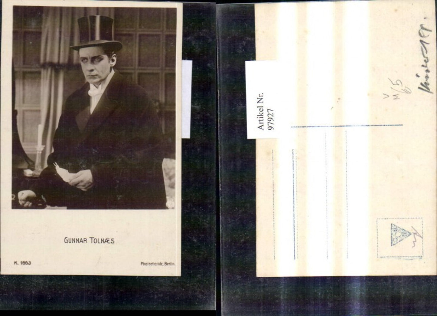 97927,Gunnar Tolnaes Schauspieler Frack Zylinder Hut pub Photochemie K 1663