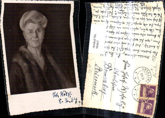 98467,Künstler Ak Johanna Wolff Schriftstellerin