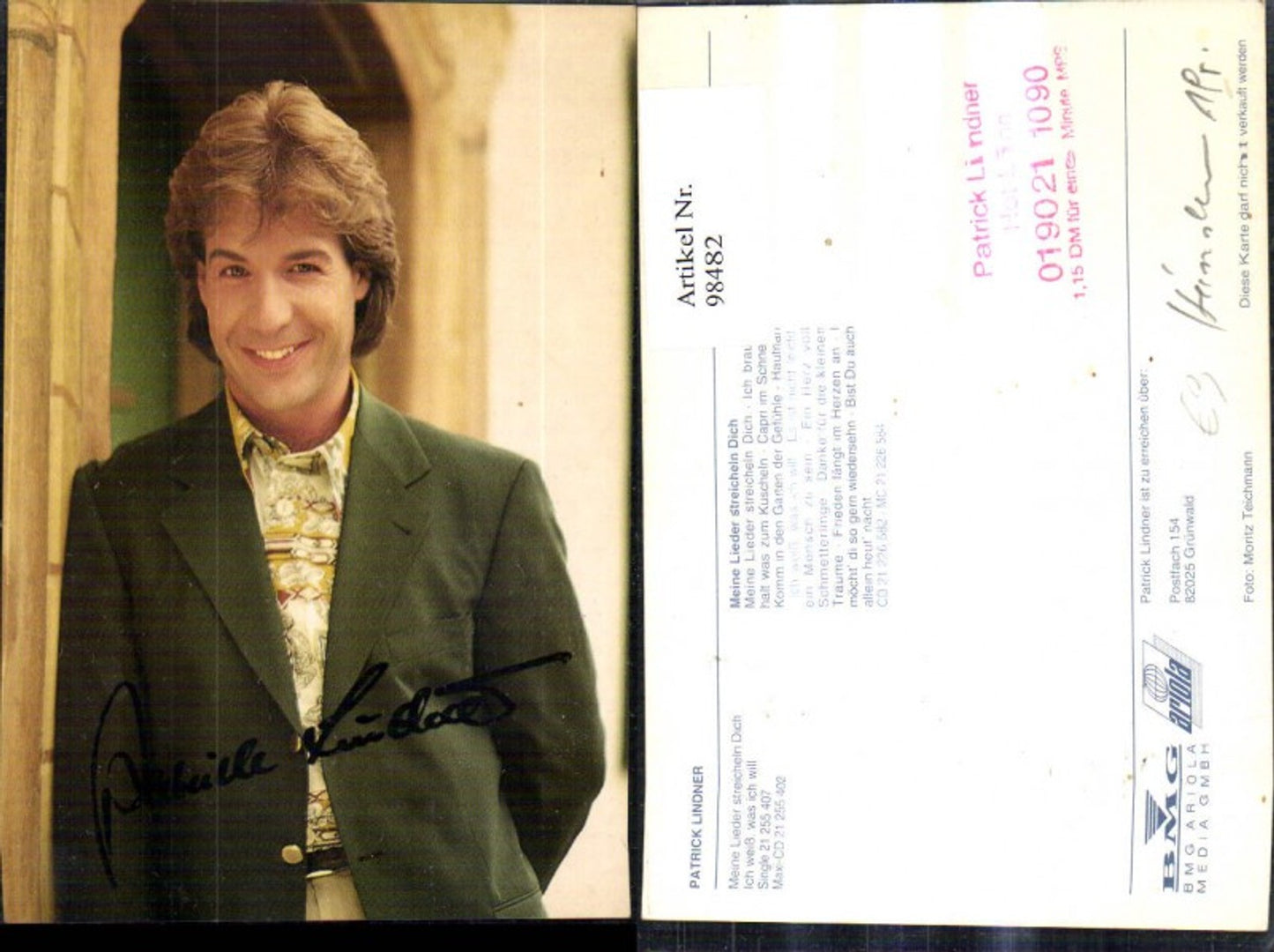 98482,Patrick Lindner Sänger Autogramm Autogrammkarte