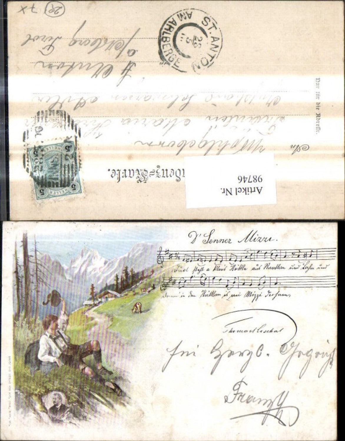 98746,Künstler Litho E. Döcker jun. D Senner Mizzi Notenzeile