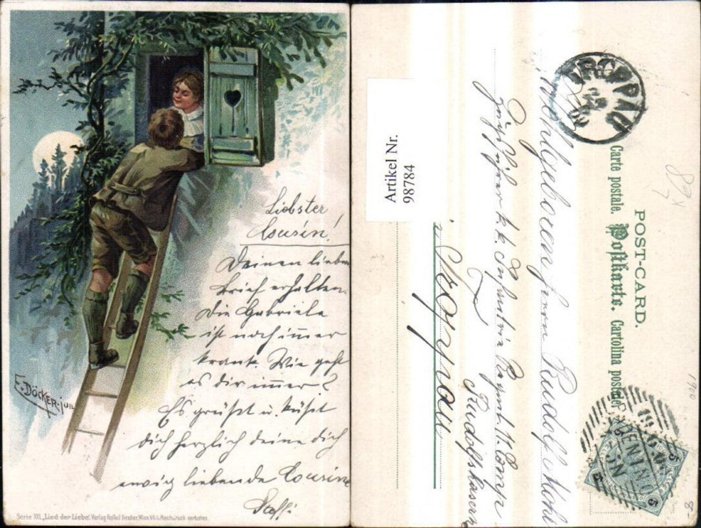 98784,Künstler Litho E. Döcker jun. Paar a. Fenster