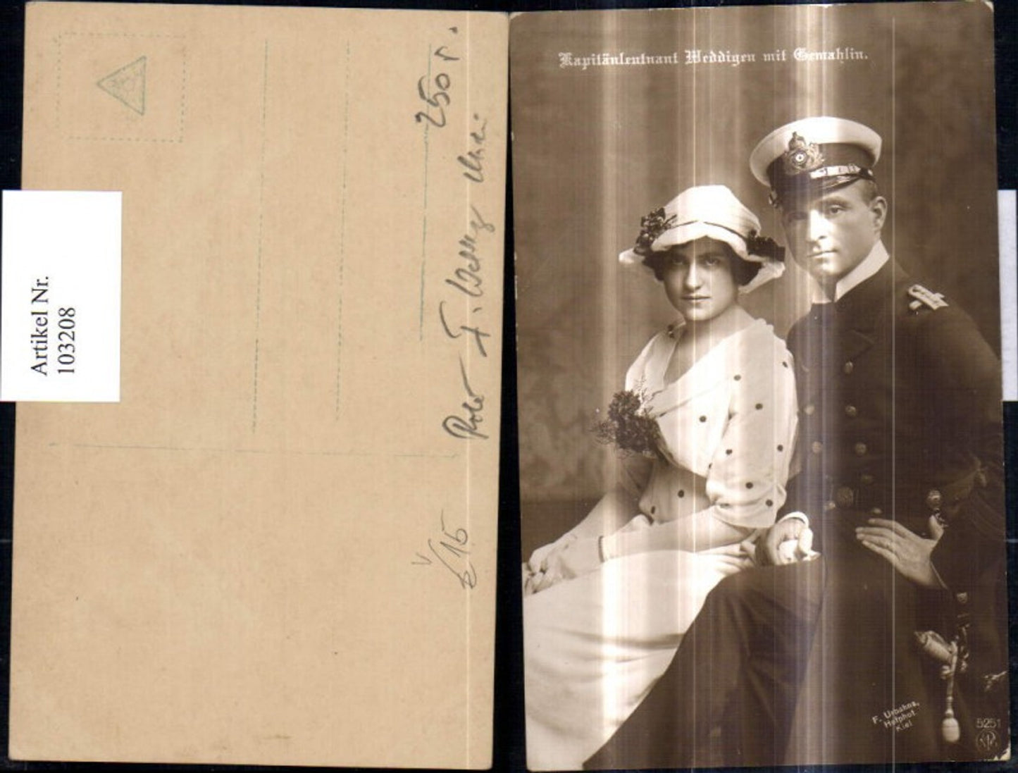 103208,Adel Monarchie Kapitänleutnant Weddigen m. Gemahlin Marine pub NPG 5251