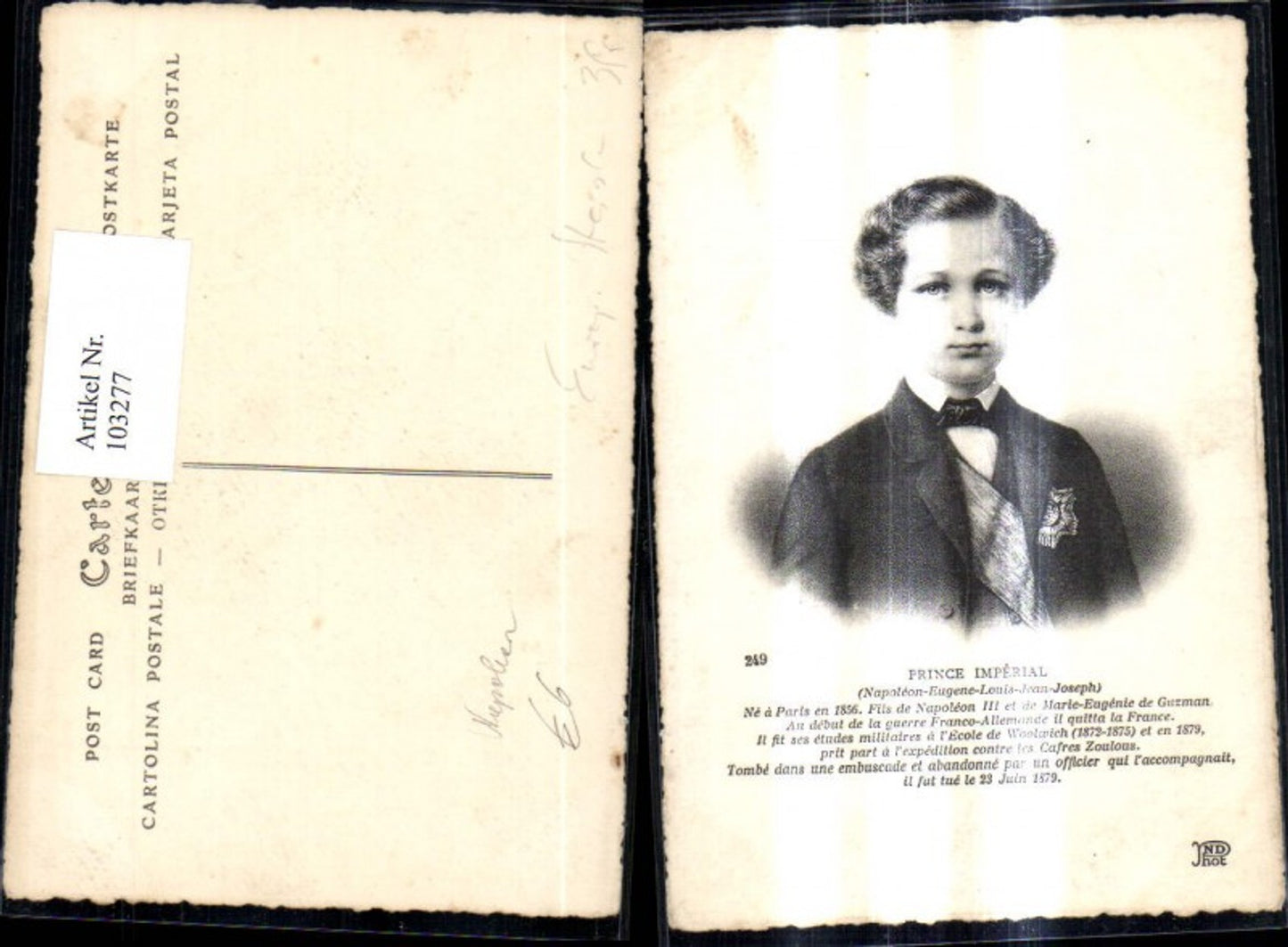 103277,Künstler Ak Prince Imperial Napoleon a. Kind Adel Monarchie