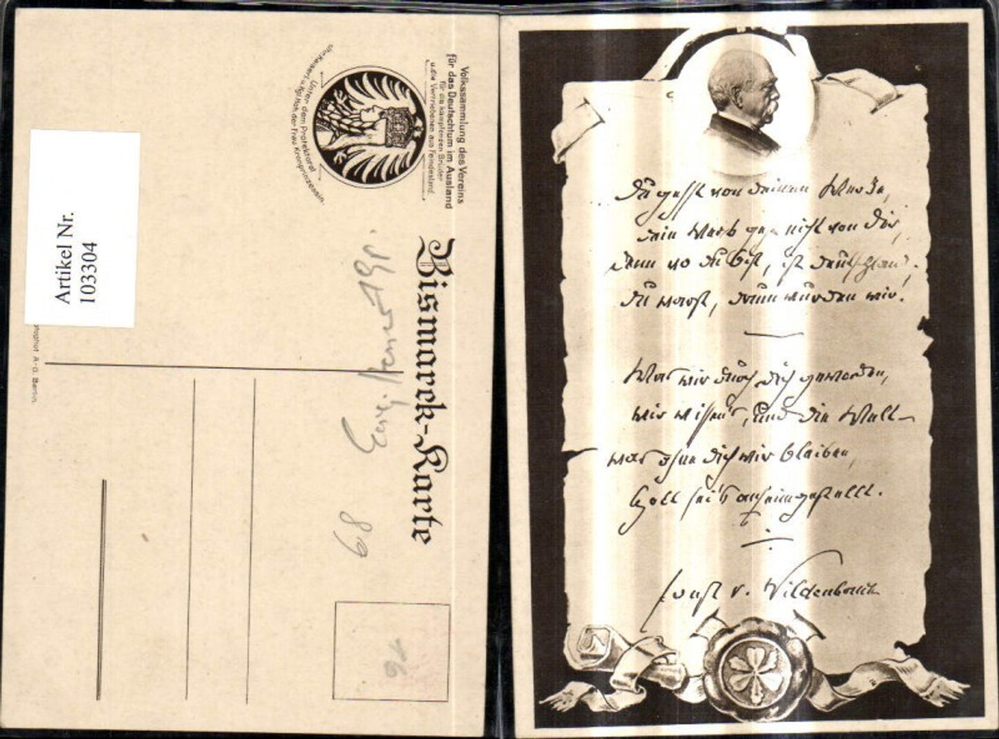 103304,Adel Monarchie Otto v. Bismarck Papierrolle Siegel