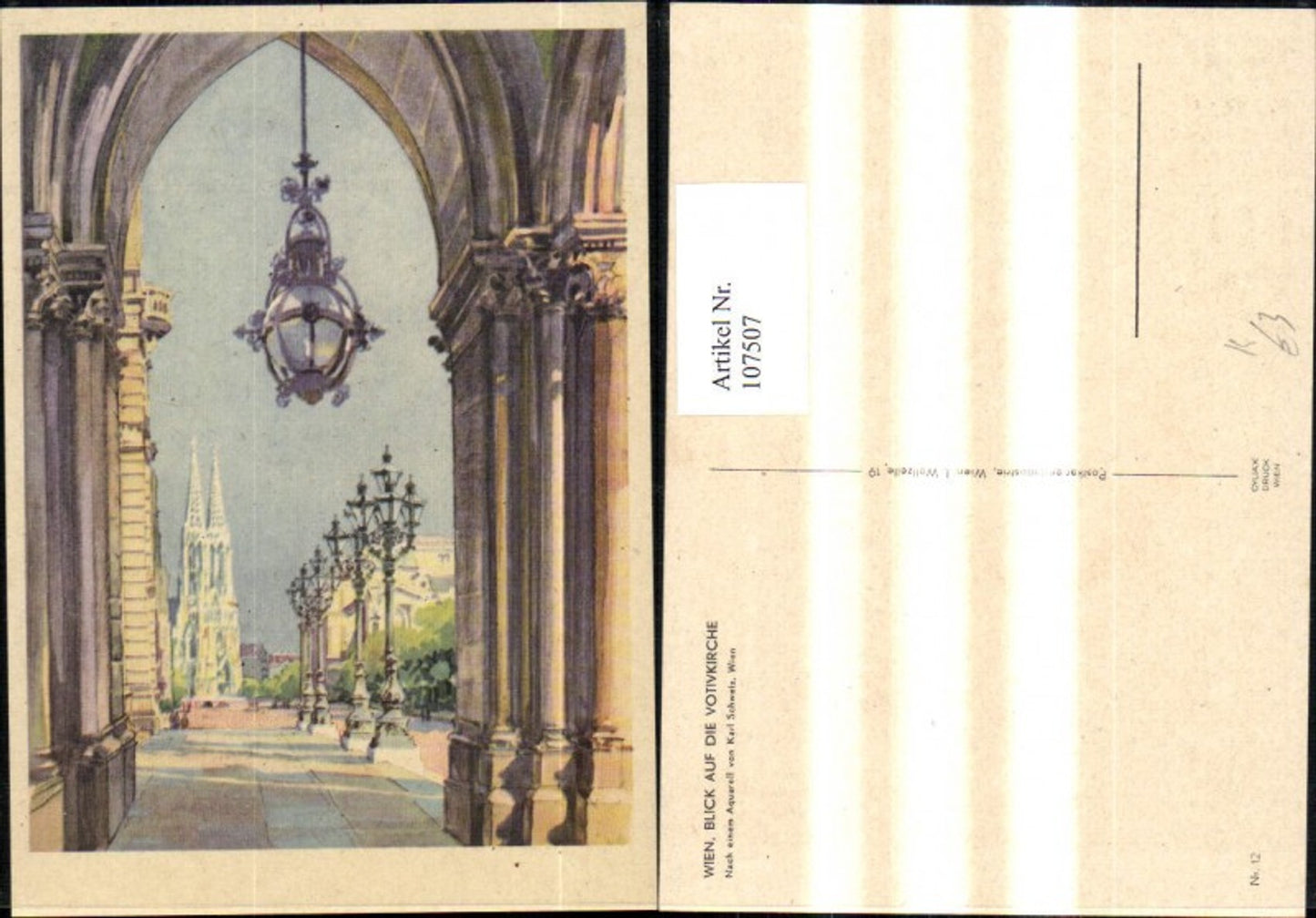 107507,Künstler Ak Karl Schwetz Wien Blick a. d. Votivkirche