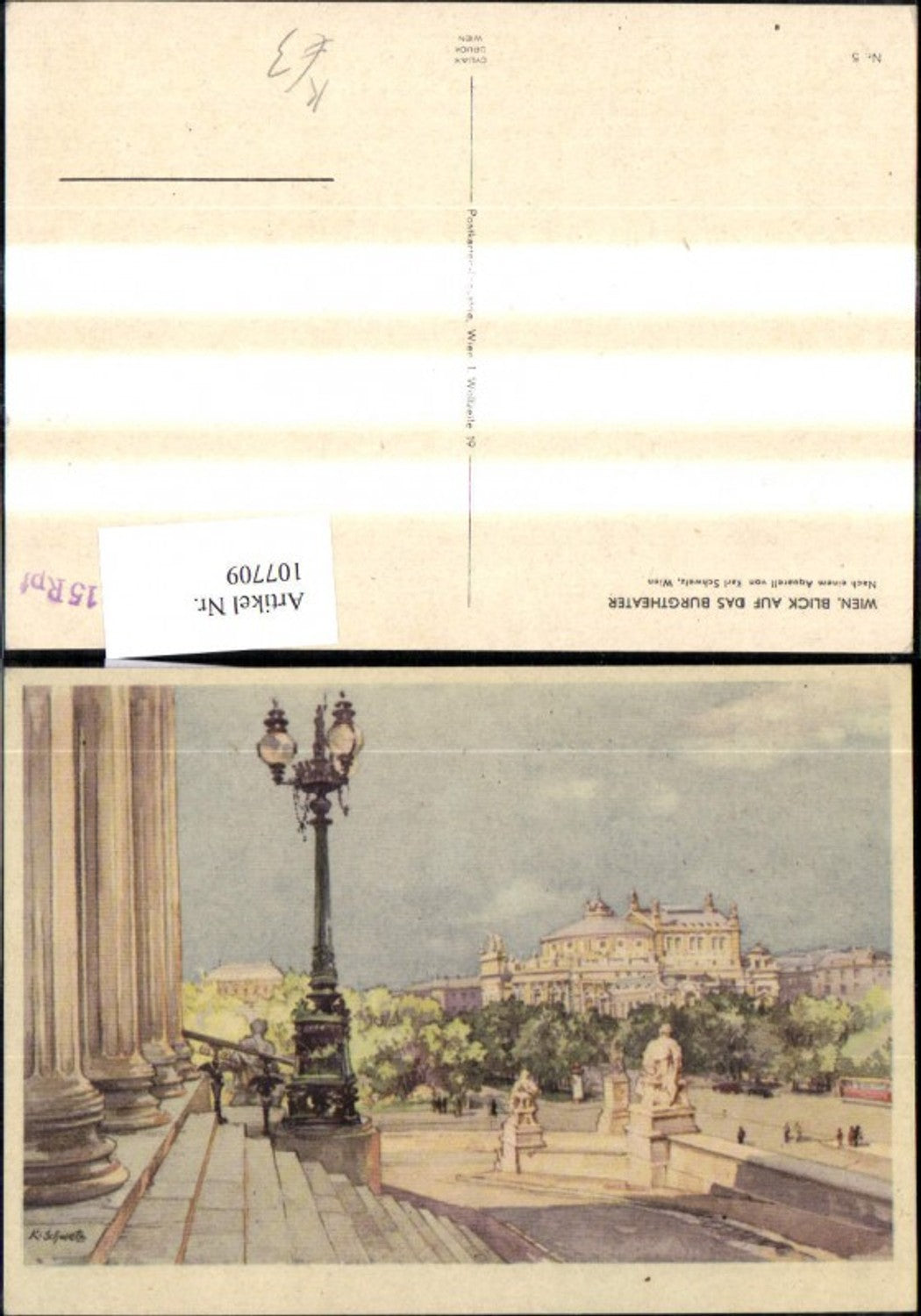 107709,Künstler Ak Karl Schwetz Wien Blick a. d. Burgtheater