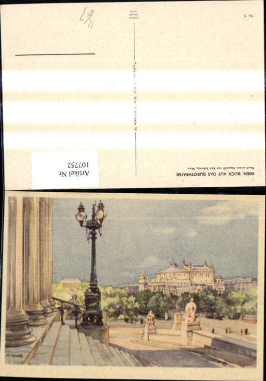 107752,Künstler Ak Karl Schwetz Wien Blick a. d. Burgtheater