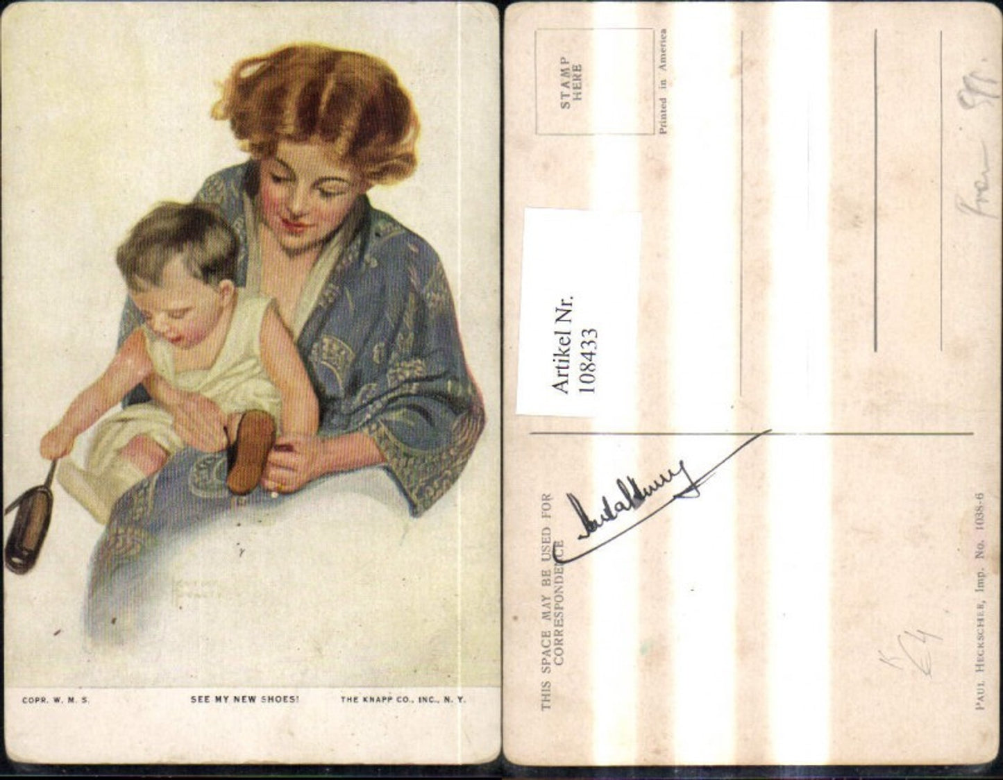 108433,Künstler Ak Paul Heckscher Frau m. Kind See my new shoes