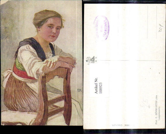 108923,Künstler Ak E. Hörwarter Languissante Frau a. Stuhl sitzend