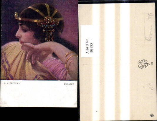 108983,Künstler Ak C. V. Muttich Sulamit Frau Kopfschmuck