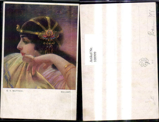 108999,Künstler Ak C. V. Muttich Sulamit Frau Portrait Haarschmuck