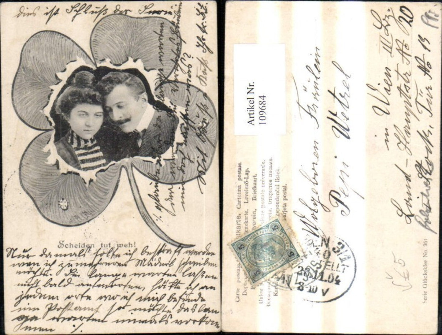 109684,Liebe Paar Fotomontage Glücksklee Scheiden tut weh Kleeblatt pub Serie Glücksklee 361
