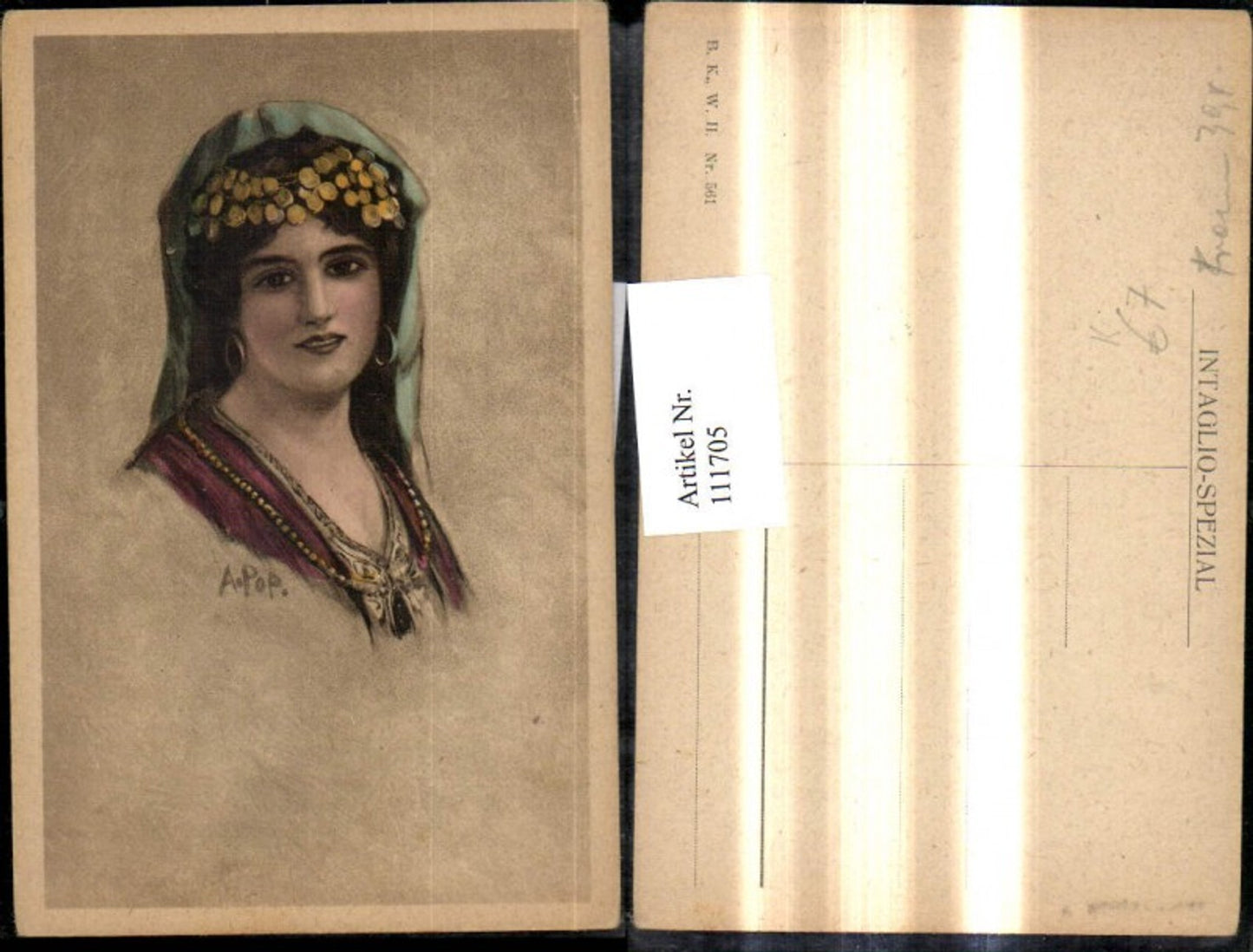 111705,Künstler Ak Frau Mode Kopfschmuck Schleier